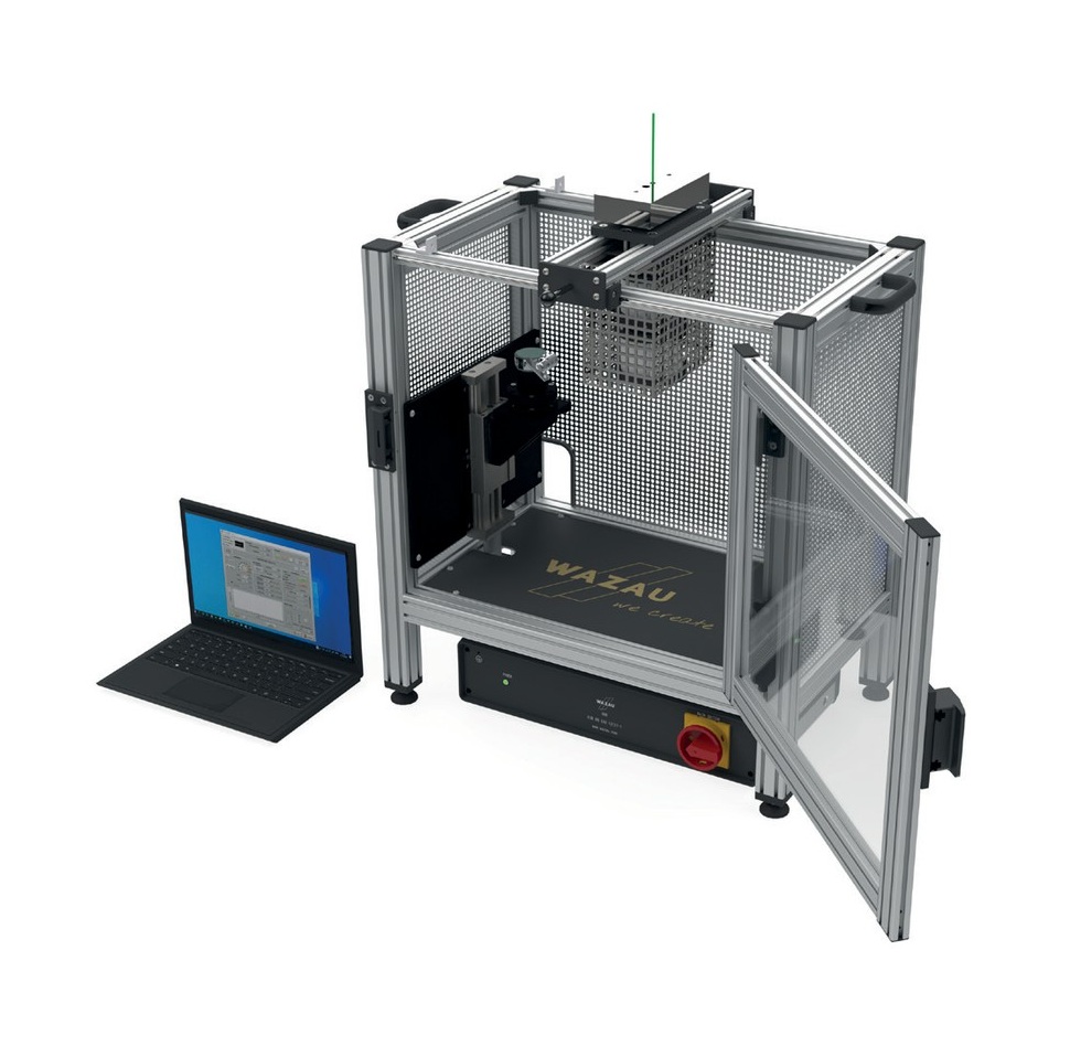 Wazau CHD contact heat device with open glazed door and a laptop for control and data recording