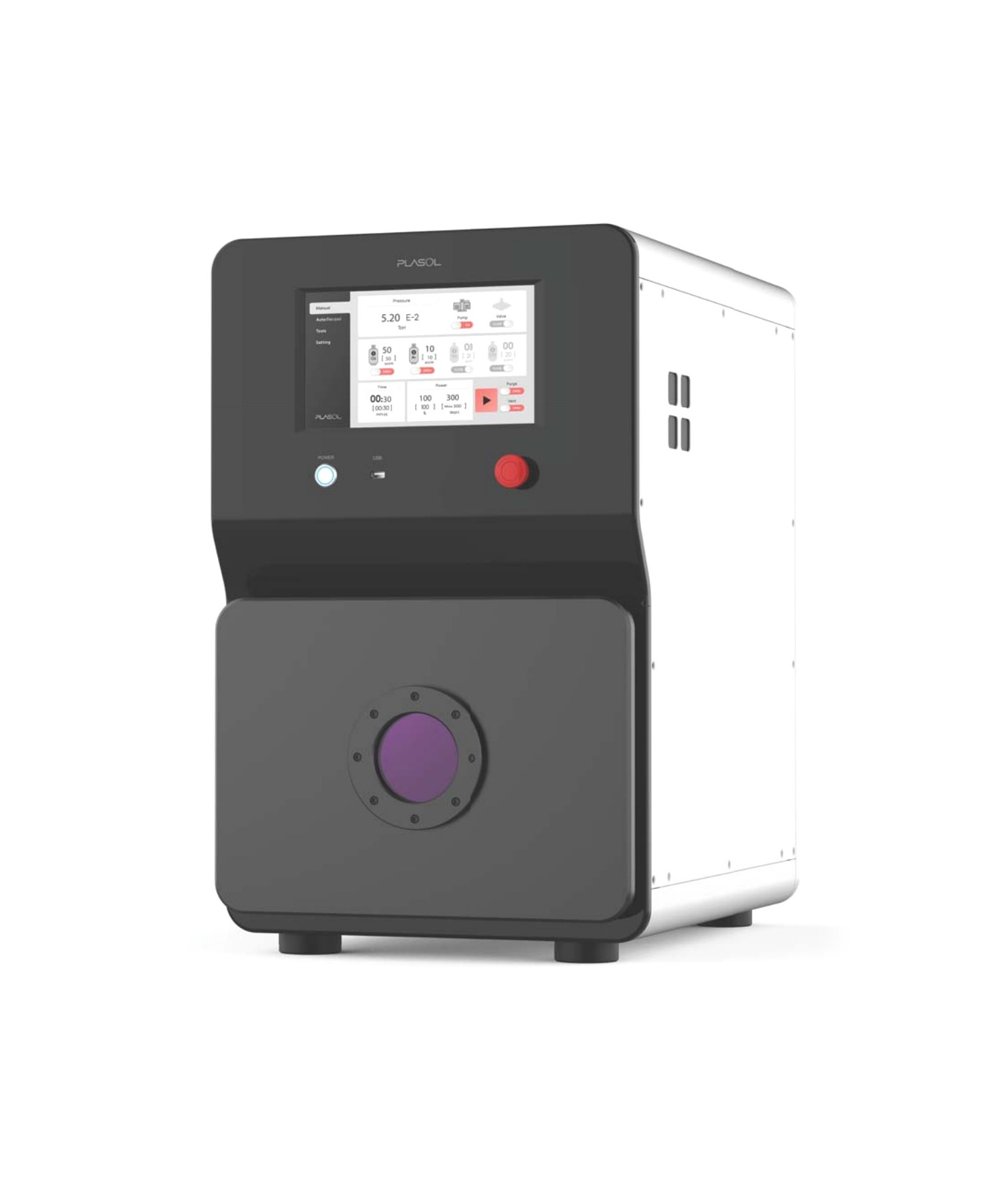 Plasol PES-200 low frequency plasma asher with touchscreen and front chamber door